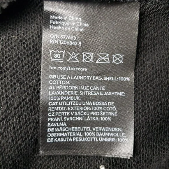 H&M Women Small Pearl Beaded Heavy Cotton Black Sweatshirt NWT - Picture 6 of 11